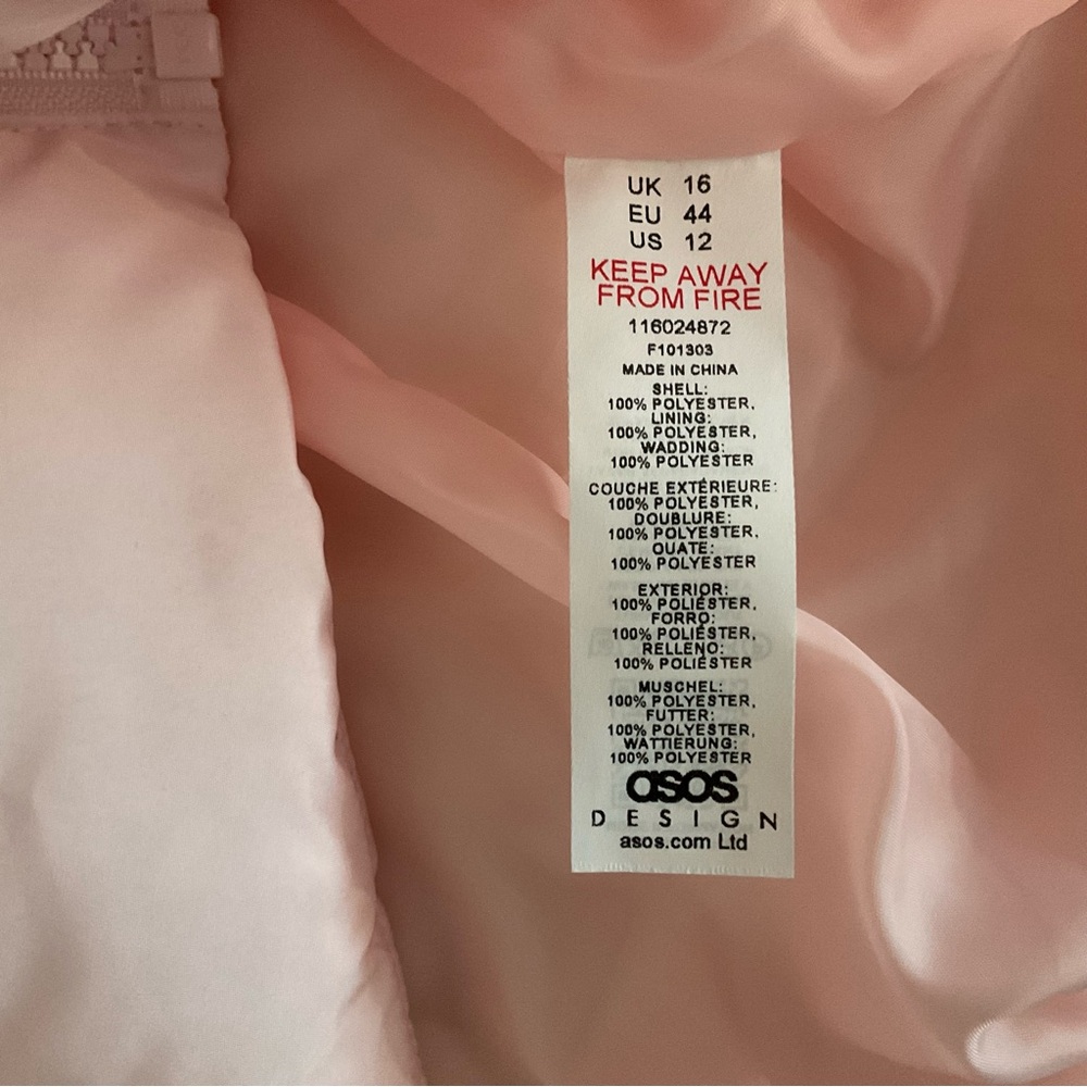 ASOS Design Pale Pink Puffer Jacket Large - Picture 5 of 6
